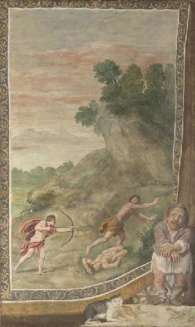 Apollo totet die Zyklopen (Fresko aus Villa Aldobrandini)