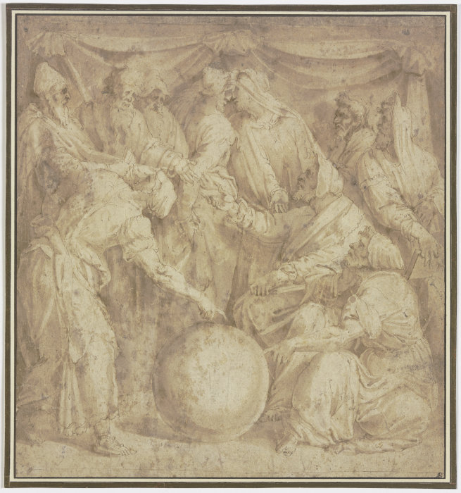 Zehn Philosophen um einen Globus versammelt von Domenico Beccafumi
