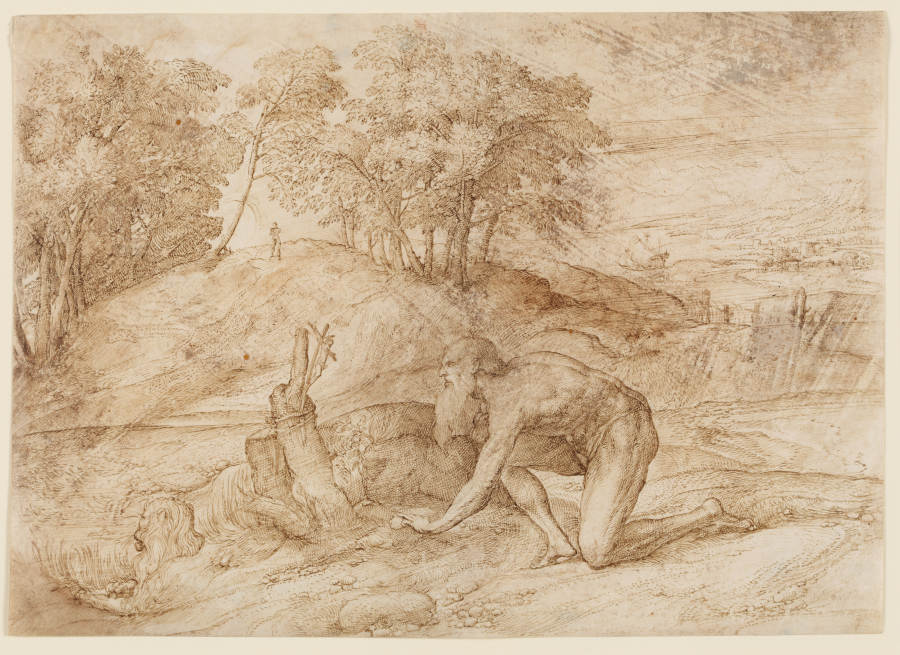 Landschaft mit Heiligem Hieronymus von Domenico Campagnola