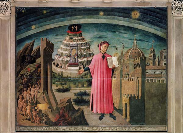 Dante and his poem the 'Divine Comedy', 1465 (tempera on panel) von Domenico  di Michelino