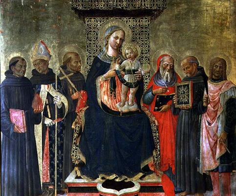 Madonna and Child with Saints (tempera on panel) von Domenico  di Michelino