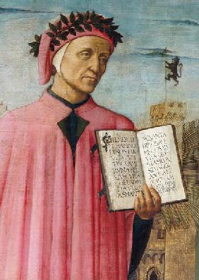 Dante reading from the 'Divine Comedy', detail of Dante Alighieri (1265-1321) 1465