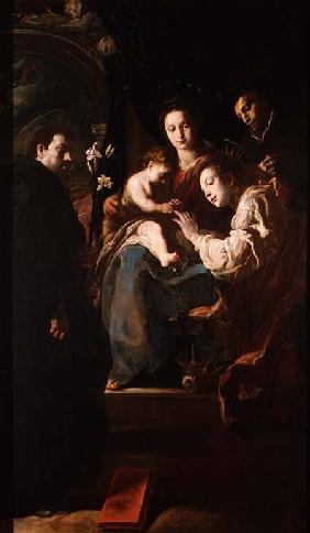Mystical marriage of St. Catherine and the Christ Child with Peter the Martyr 1617-21