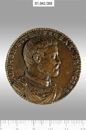 Medaille auf Herzog Alfonso II. d'Este. Münzstand Ferrara 1558 (siehe auch Bildnummer 35363) 1558