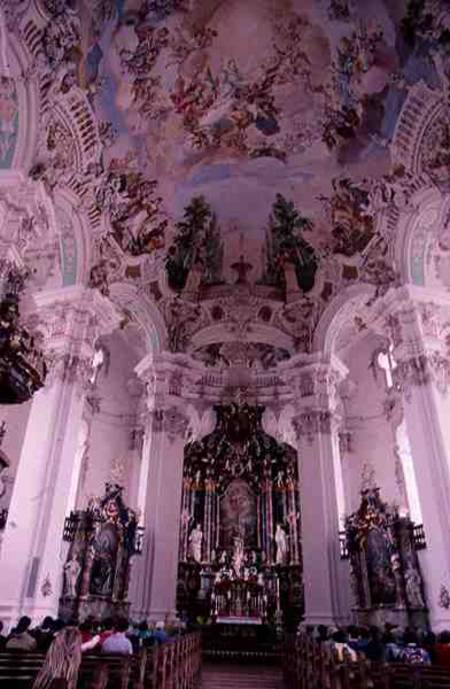 Rococo interior of the church, designed von Dominidus  Zimmerman