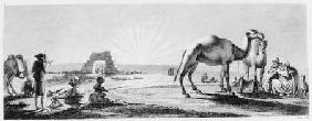 The artist at work in Upper Egypt, from 'Voyage dans la Basse et la Haute Egypte' engraved by Coiny 1802