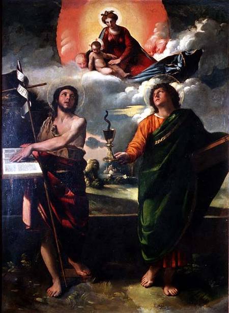 The Apparition of the Virgin to the Saints John the Baptist and St. John the Evangelist von Dosso Dossi