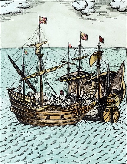 A Spanish Treasure Ship Plundered Francis Drake (c.1540-96) in the Pacific von Dutch School