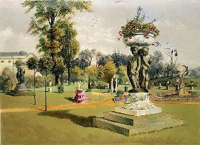 The Terrace Garden, Woburn Abbey (chromolitho) 1891