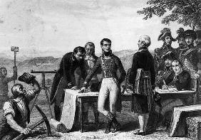 Napoleon Bonaparte indicating the plan for the cutting of the Canal de Saint-Quentin,(engraving) (b/ 16th