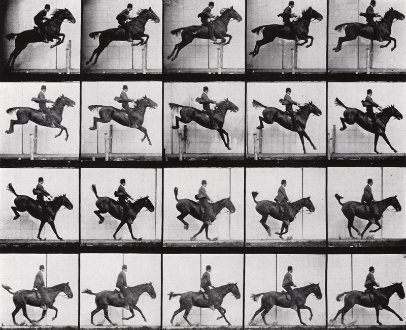 Man and Horse jumping, from ''Animals in Motion'' by Muybridge, London, published 1907 (b/w photo)  von Eadweard Muybridge