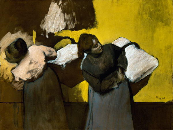 Wäscherinnen beim Austragen der Wäsche von Edgar Degas