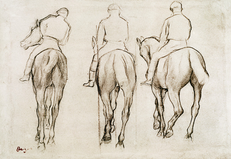 Jockeys (pencil) von Edgar Degas