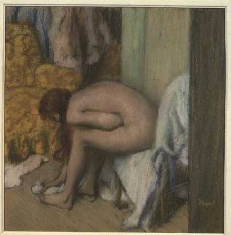 After the Bath, Woman Drying her Left Foot von Edgar Degas
