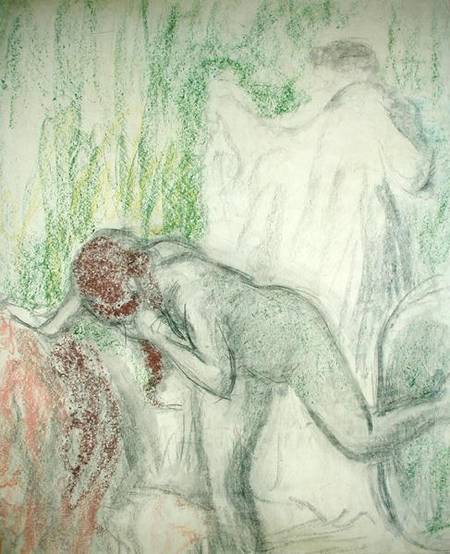 Nude getting out of the Bath (pastel on crayon) von Edgar Degas