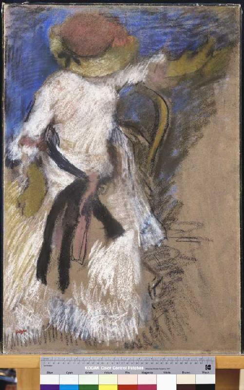 Sitzende Dame in weißem Kleid von Edgar Degas