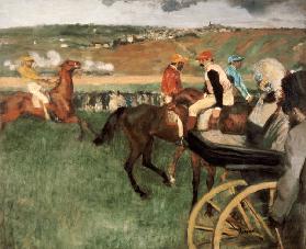 The Race Course - Amateur Jockeys near a Carriage c.1876-87