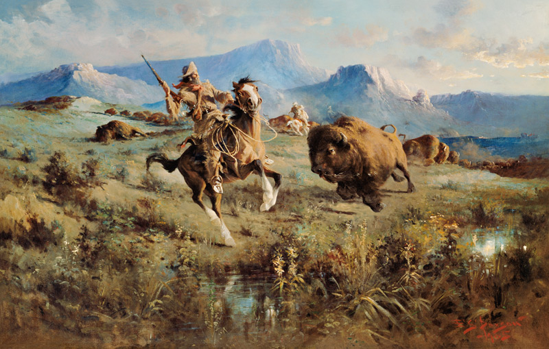 Büffel-Jagd. von Edgar Samuel Paxon