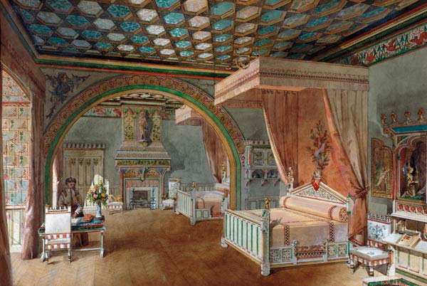 The Pink Room in the Chateau de Roquetaillade von Edmond Duthoit