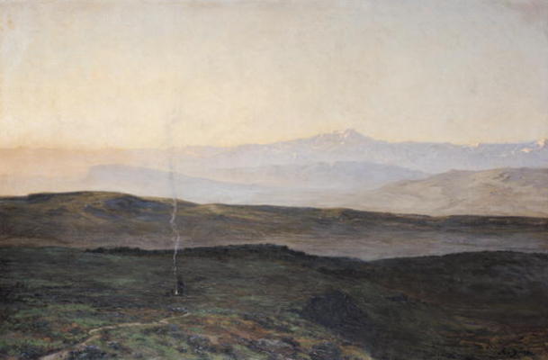View of the Pyrenees from Plague (oil on canvas) von Edmond Yarz
