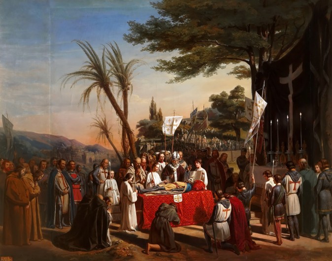 Beerdigung von Gottfried von Bouillon in Jerusalem am 23. Juli 1100 von Edouard Cibot