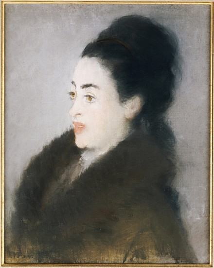 Woman in a Fur Coat in Profile, 1879 (oil & pastel on canvas) von Edouard Manet