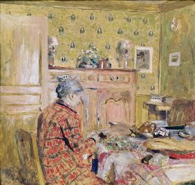 The Artist''s Mother Taking Breakfast, 1899-1904 (oil on card) 