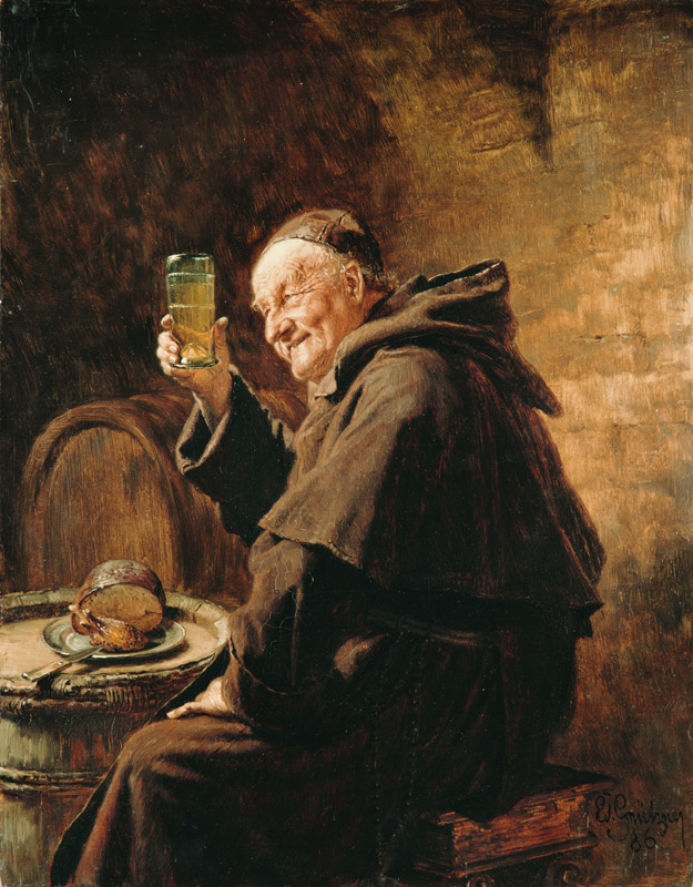 Mönch bei der Weinprobe. von Eduard Grützner