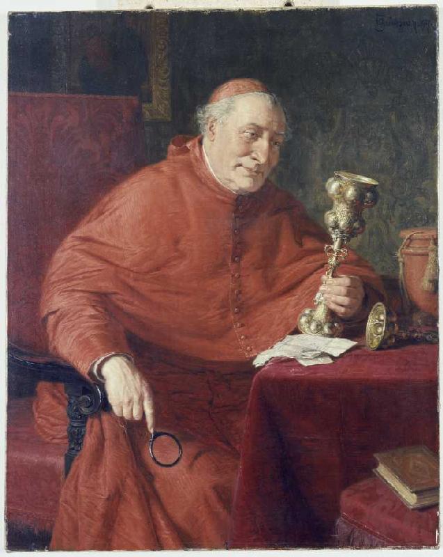 Ein Kardinal betrachtet einen Pokal von Eduard Grützner