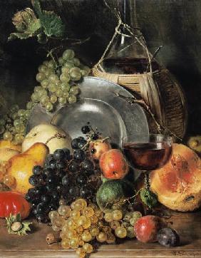Stillleben mit Früchten und Wein