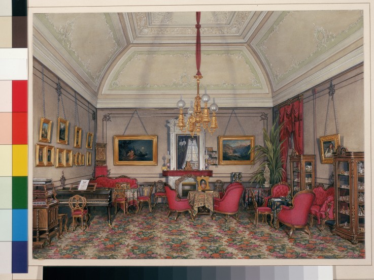 Die Interieurs des Winterpalastes. Das fünfte Reservezimmer. Der Salon der Grossfürstin Maria Alexan von Eduard Hau