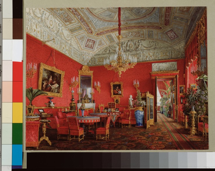 Die Interieurs des Winterpalastes. Das große Ankleidezimmer der Kaiserin Alexandra Fjodorowna von Eduard Hau