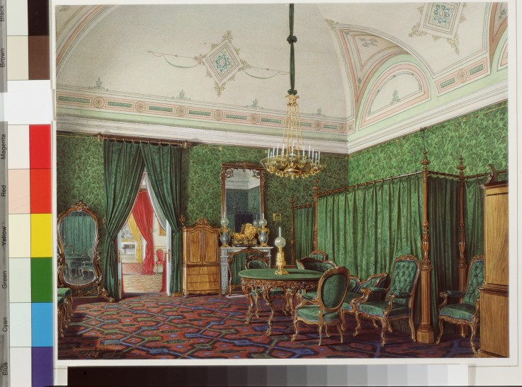 Die Interieurs des Winterpalastes. Das dritte Reservezimmer. Ein Schlafzimmer von Eduard Hau
