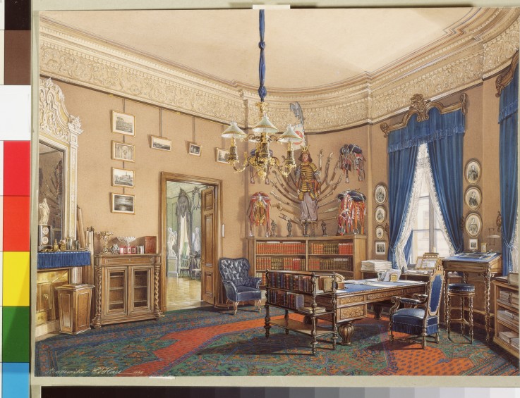 Die Interieurs des Winterpalastes. Das Arbeitszimmer des Kronprinzen Nikolaj Alexandrowitsch von Eduard Hau