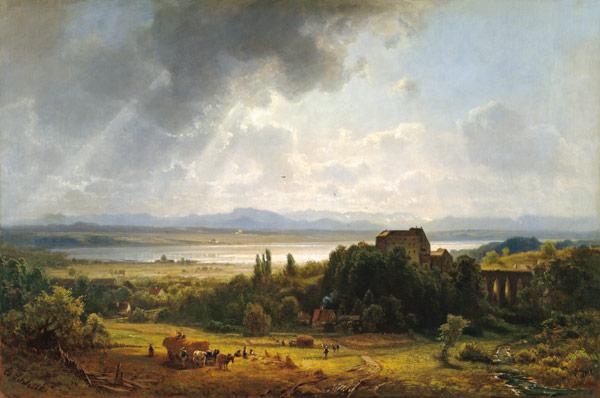 Der Starnberger See mit Schloß Starnberg um 1863