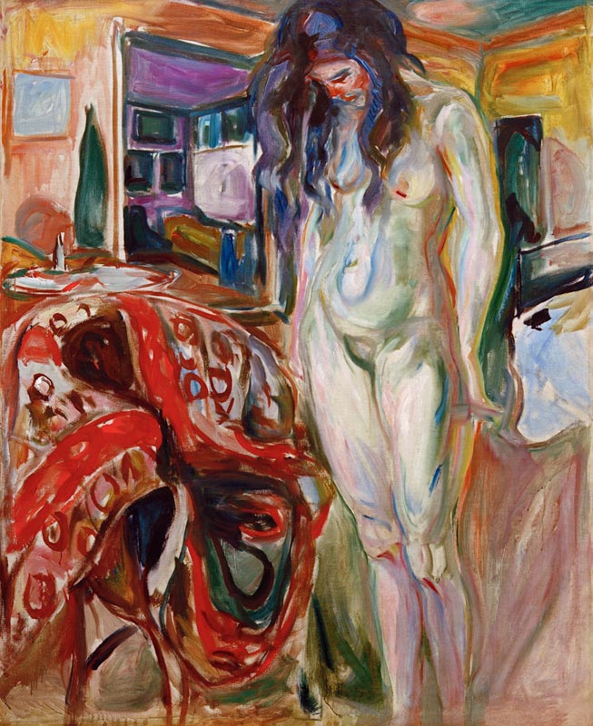 The Artists Model Standing beside the Straw Chair  von Edvard Munch