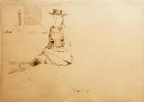 Inger Munch im Freien sitzend 1883