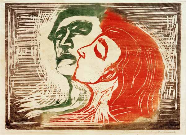 Kopf bei Kopf (Mann und Weib, sich küssend) von Edvard Munch