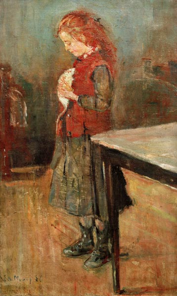 Rothaariges Mädchen mit weißer Ratte von Edvard Munch