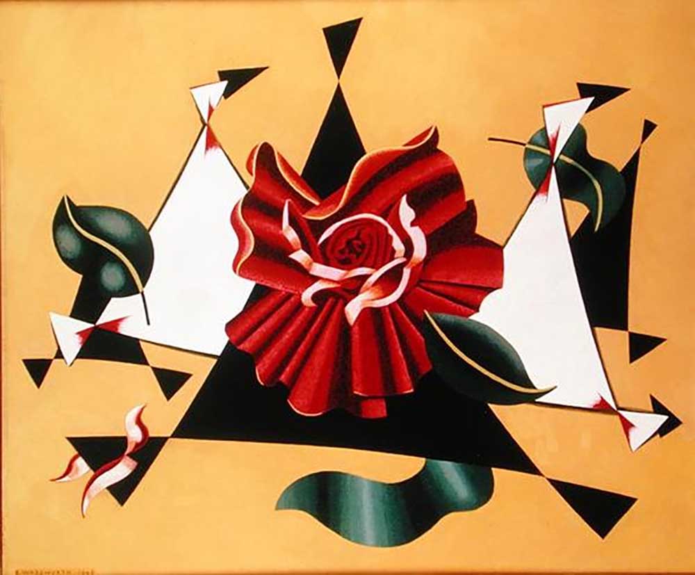 Blumenstück, Rose, 1945 von Edward Alexander Wadsworth