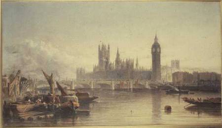 The Houses of Parliament and Westminster Bridge von Edward Angelo Goodall