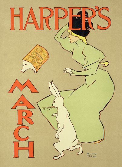Reproduction of a poster advertising 'Harper's Magazine, March edition', American von Edward Penfield