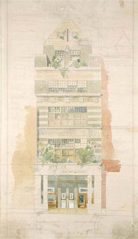 Design for the Facade of McLean Fine Art Galleries, Haymarket, London  & pencil on von Edward William Godwin