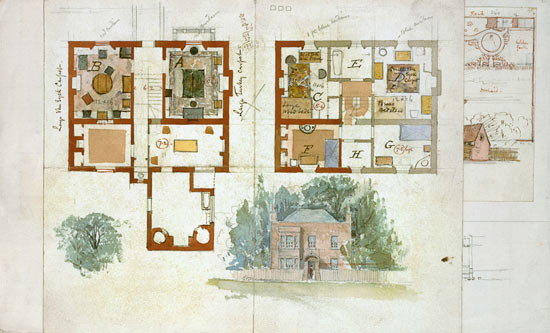 Proposed design for a house (w/c & pencil on paper) von Edward William Godwin