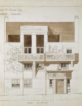 Front Elevation of Studio and House for Frank Miles (1852-91), Tite Street, Chelsea 1878-79