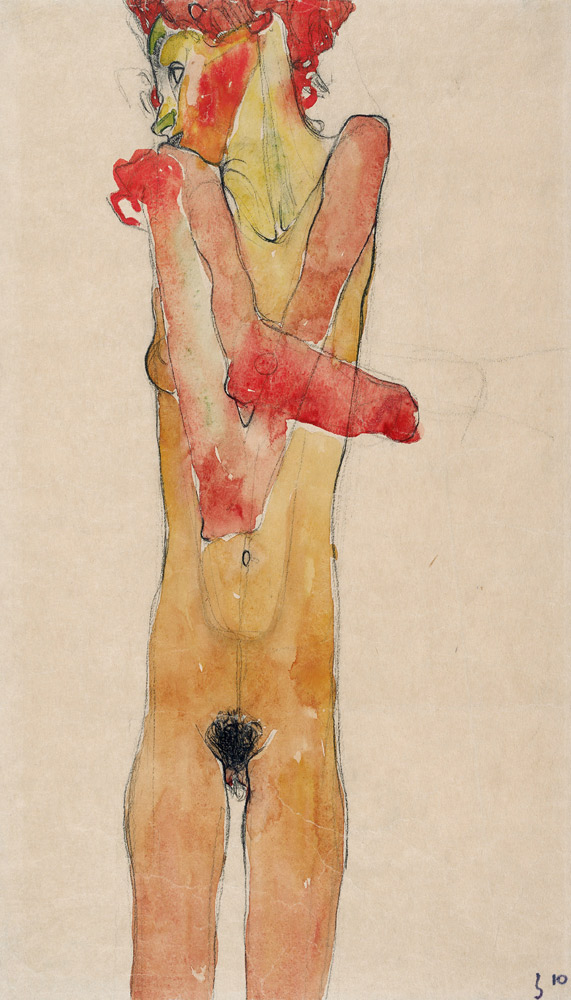 Mädchenakt mit verschränkten Armen von Egon Schiele