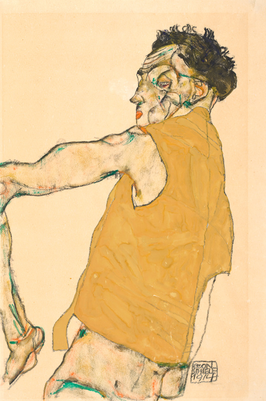 Selbstbildnis in gelber Weste von Egon Schiele