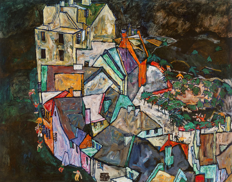 Stadtende (Krumau Häuserbogen lll) von Egon Schiele