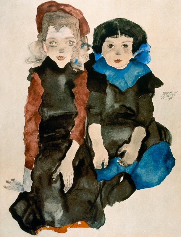 Zwei kleine Mädchen von Egon Schiele