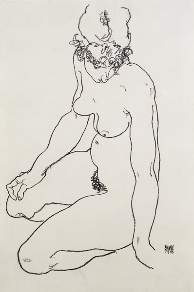 Seated female nude von Egon Schiele
